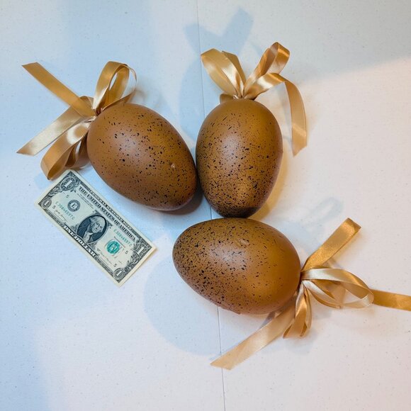 Speckled Easter Eggs Large Brown Easter Egg Decorations Qty 3 Springtime Decor - Picture 4 of 9